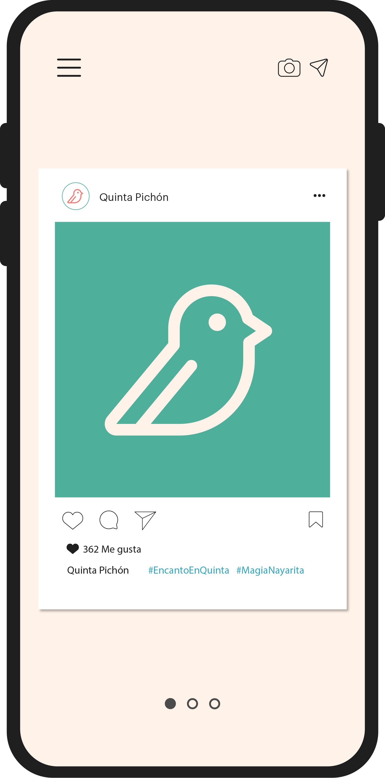 Teléfono celular que muestra algo de las redes sociales de quinta pichón