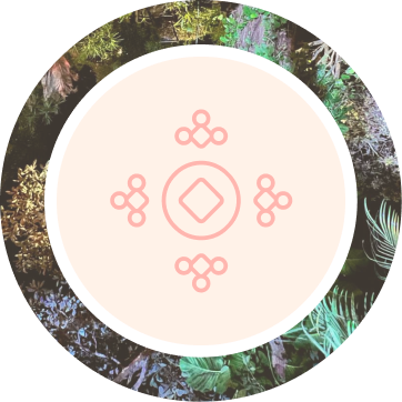 Símbolo que representa a Quinta Pichon, con formas geométricas y circulares.